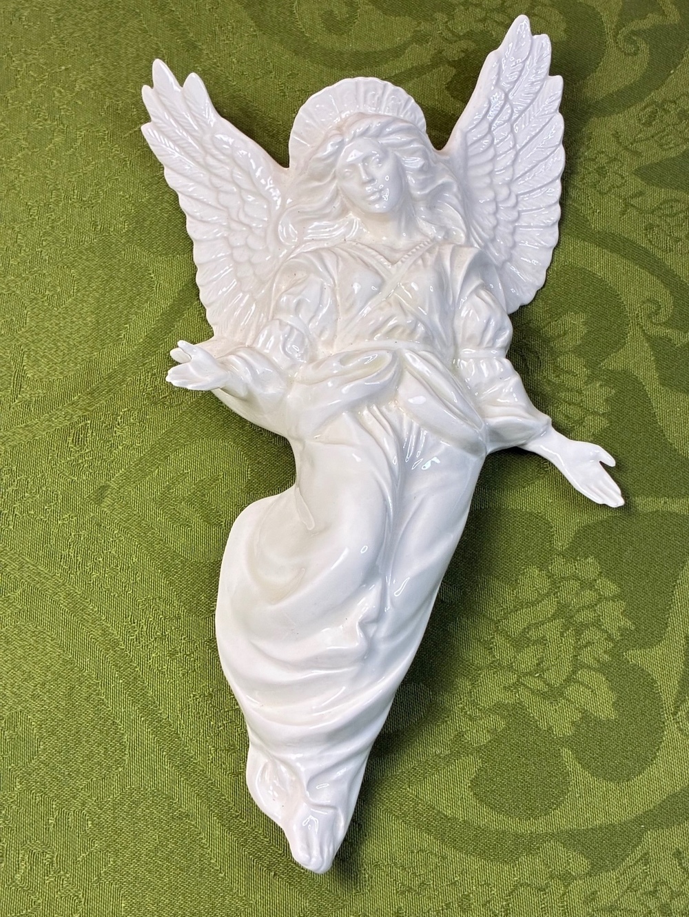 White Ceramic Angel Wall Hanging Figurine